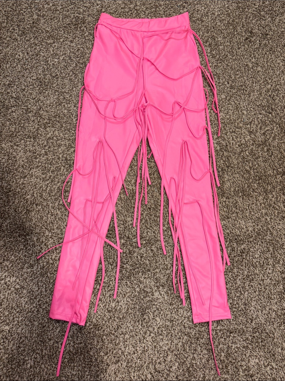 Hot Pink Fringe Detail Leggings Pants